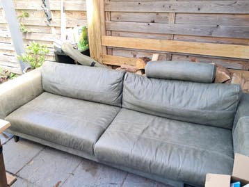 Groene lederen 4-zits bank Hennes&Hazel