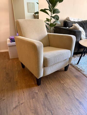 Comfortabele fauteuil - Beige ribstof