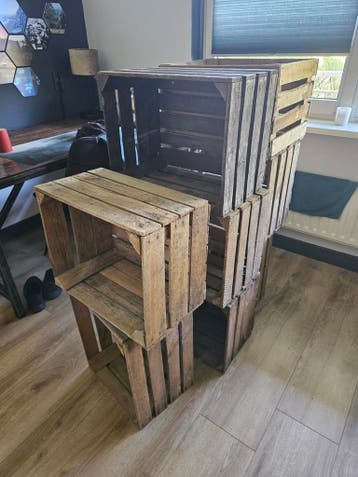 Set van 8 oude appelkisten / fruitkisten