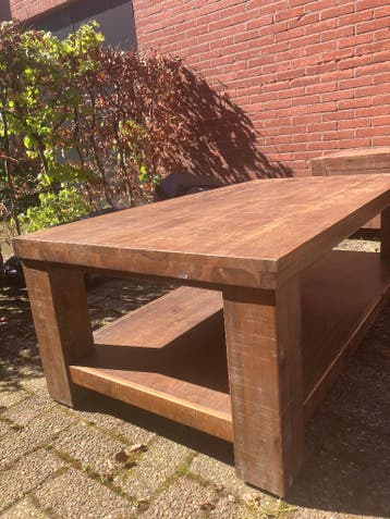 GRATIS: Nette bruine salontafel (houtlook) - Snel ophalen