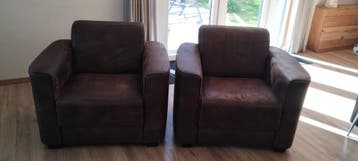 Gratis twee bruine fauteuils