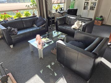 Leren bankstel met fauteuil