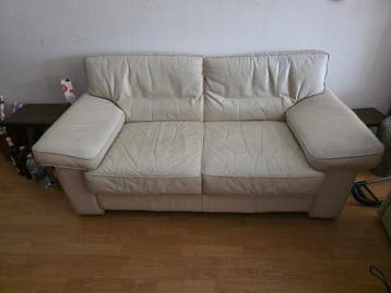 Ecru leren bank gratis ophalen in Hengelo
