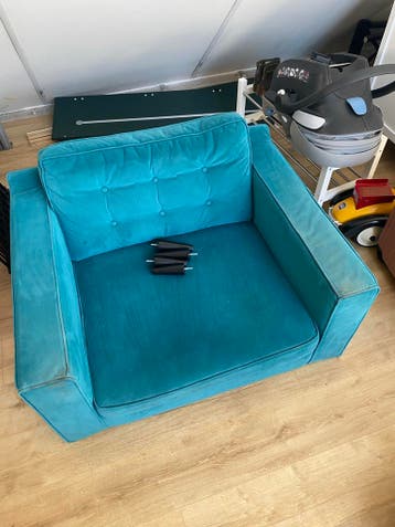 Comfortabele blauwe fauteuil - 105x85x60 cm
