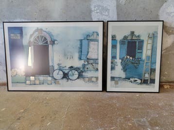 Set van 2 ingelijste kunstprints - Italiaanse sfeer