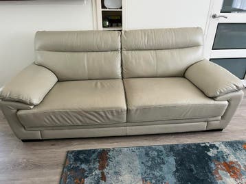 GRATIS /Leren 3-zits bank greige beige |MOET WEG