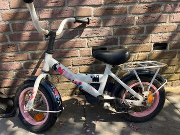 Loekie kinderfiets 12 inch - Wit/Roze