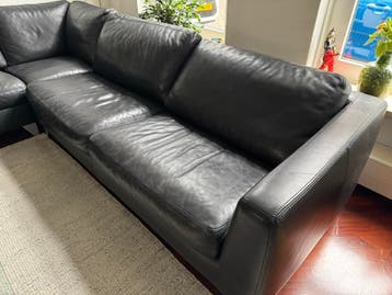 Zwarte Leren Hoekbank - Comfortabel en Stijlvol