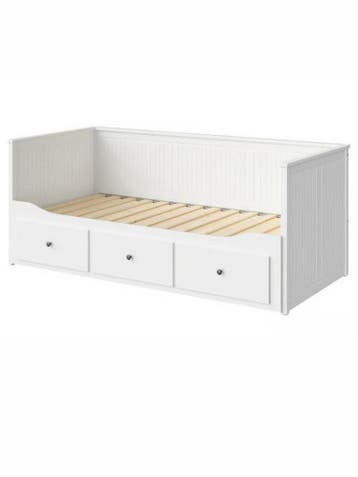 HEMNES Bedbank met 3 lades, wit, 80x200 cm