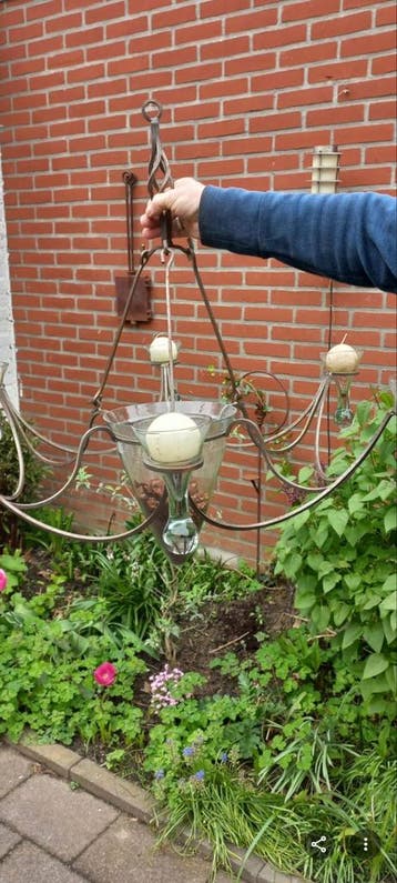 Prachtige brocante kaarshanglamp.