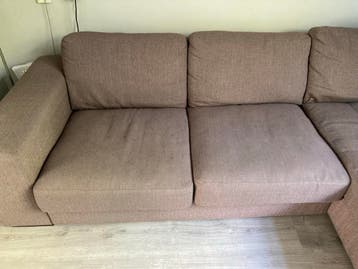 Comfortabele hoekbank met chaise longue - Bruin/Beige