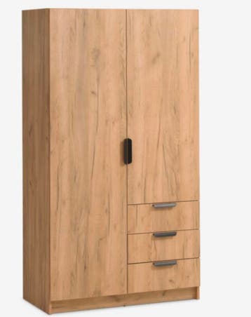 Wardrobe 2 doors 3 drawers wild natural oak