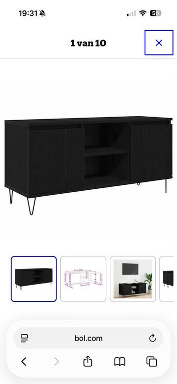 VidaXL tv-meubel zwart 104x35x50cm