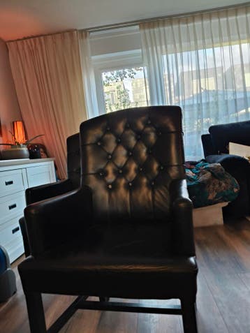 4 echt leren eettafelstoelen - gratis af te halen