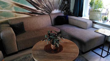 Bank 2,5-zits met chaise longue - Bruin gemêleerd