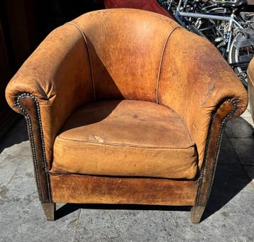 Vintage Leren Clubfauteuil
