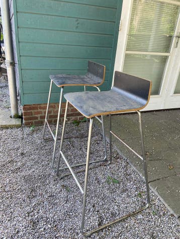 2 Gebruikte Barkrukken - Metaal & Hout - Gratis ophalen