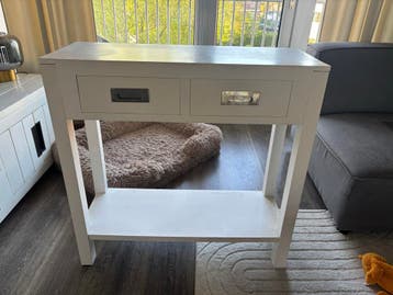 Witte haltafel met lades en plank - Gebruikt