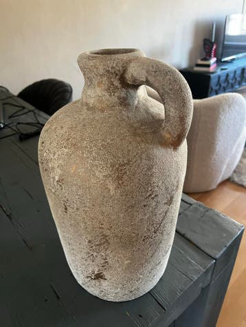 Decoratieve Aardewerken Vaas met Handvat - Vintage Stijl