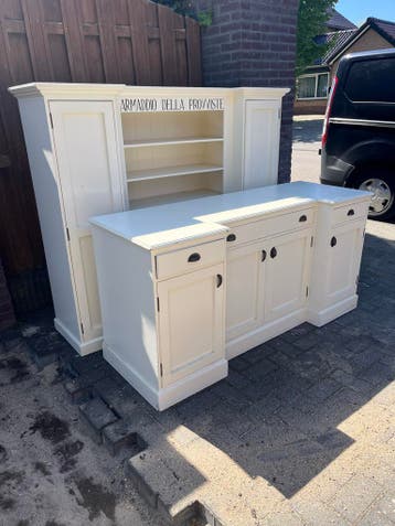 Buffetkast met Vitrinekasten - Crème Wit