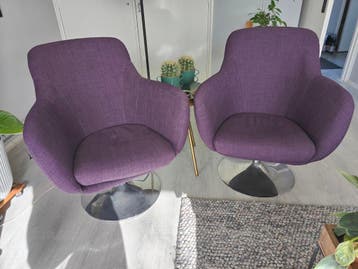 2 paarse draaibare fauteuils - comfortabel en stijlvol