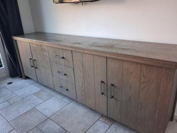 Eikenhouten dressoir met lades en deuren - 270x55x90 cm