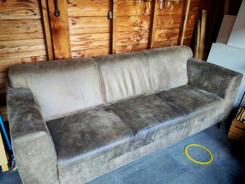 Comfortabele 3-zits bank, lichtbruin, gebruikt