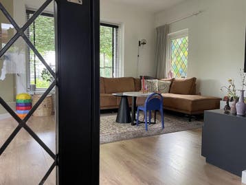 Hoekbank cognac. 2.9m x 2.15m