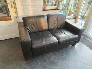 Mooie zwarte leren bank