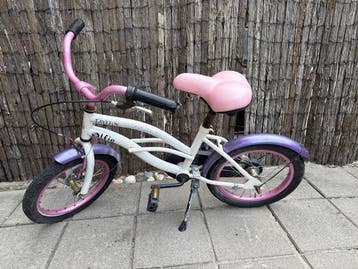 Kinderfietsje wit/paars/roze - Gratis af te halen