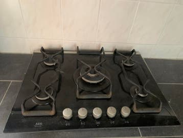 AEG Inbouw Gasfornuis - 5 Pitten - Zwart Glas