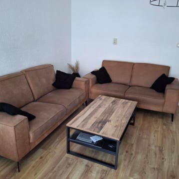 Set van 2 bruine banken - 2-zits en 3-zits