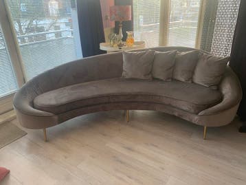 Halfronde velvet driezits bank