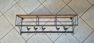 Kapstok met plank, 6 haken, 5 eenden