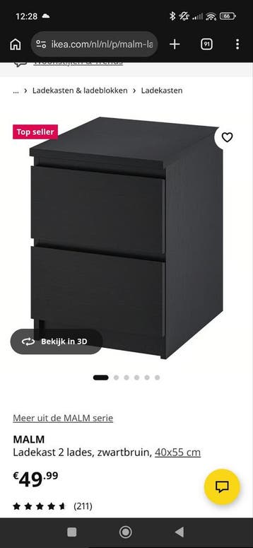 GRATIS 2x nachtkastje Malm Ikea