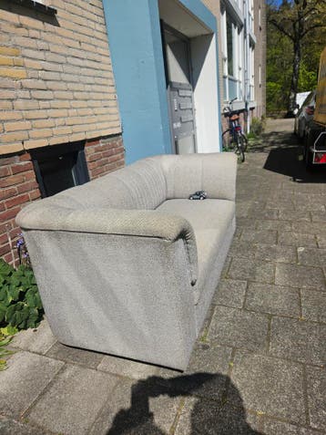 vintage design tweepersoonsbank 60's 70's - Grijs stof