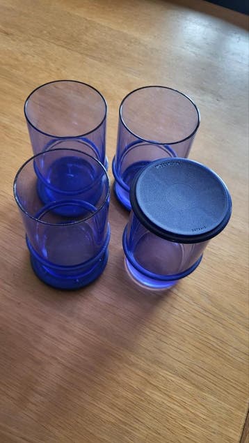 Tupperware kunststof bekers - set van 4, blauw