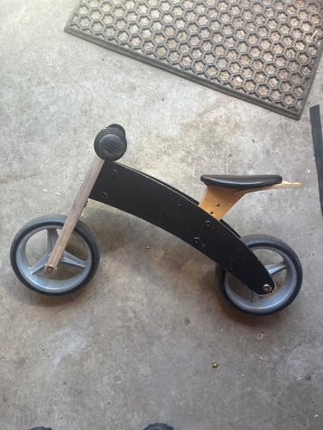 Houten loopfietsje voor kinderen - Zwart/Naturel