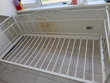 Wit metalen bedframe 90x200 cm - Eenpersoonsbed