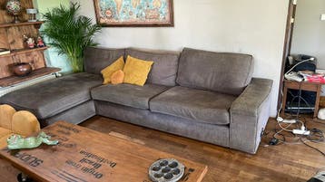 Gratis Loungebank taupe hxbxd= 75x 300 x 90