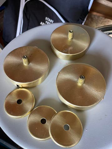 Set van 3 gouden plafondplaten voor hanglampen