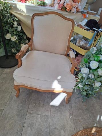 2x Vintage fauteuil met houten onderstel