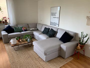 Grijze KIVIK hoekbank kussenhoezen met chaise longue