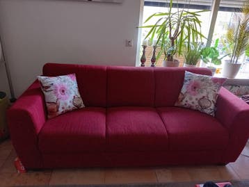 3 zits bank donker rood gemêleerd achtig