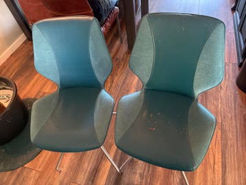 2 petrol groen blauwe eetkamerstoelen gaby gratis