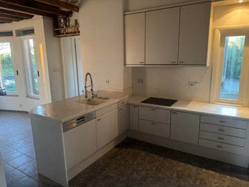 Complete hoekkeuken met apparatuur - Wit/Crème