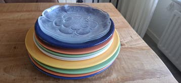 Set van 9 borden met 2 glazen schaaltjes