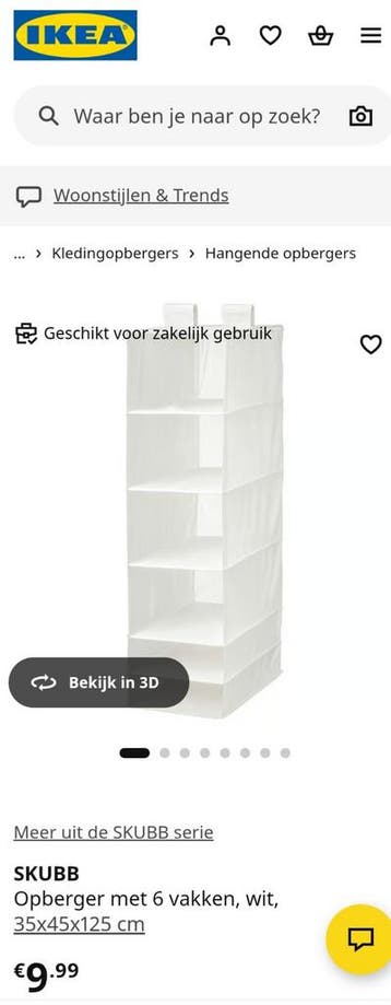 SKUBB Opberger met 6 vakken, wit