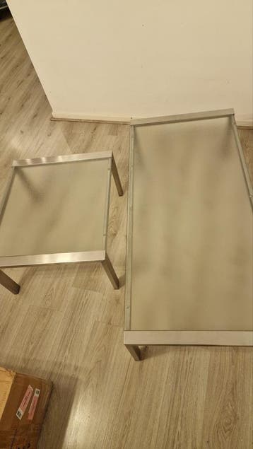 Set van 2 moderne salontafels met glazen blad