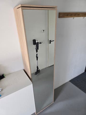 Schoenenkast met spiegeldeur - Eikenlook